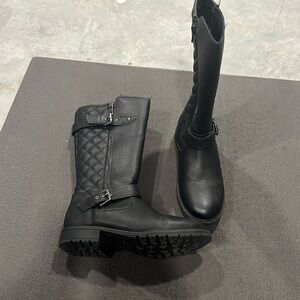 Black tall riding boots